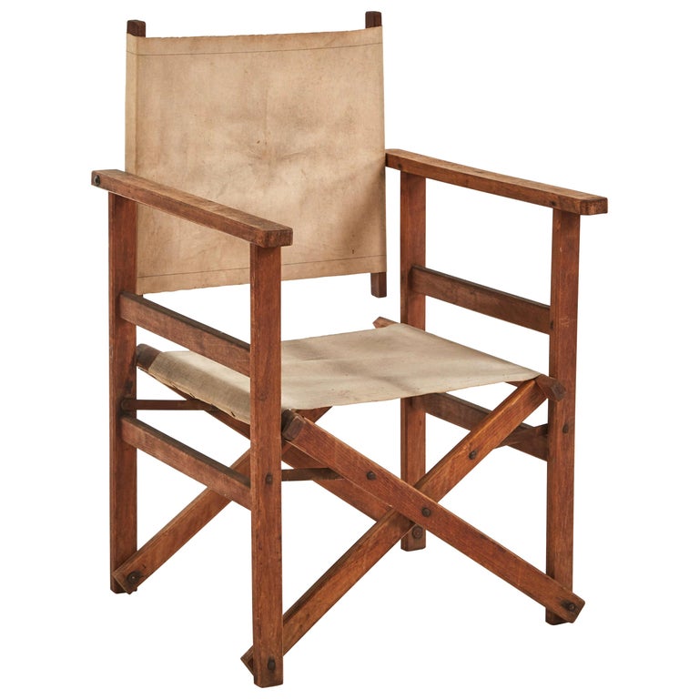 Early 20th Century Collapsible Canvas Director's Chair For Sale at 1stDibs  | wooden directors chairs, wood directors chair, director's chairs for sale