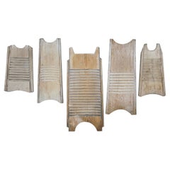Used Early 20th Century Collection of 5 Naturally Bleached Washboards