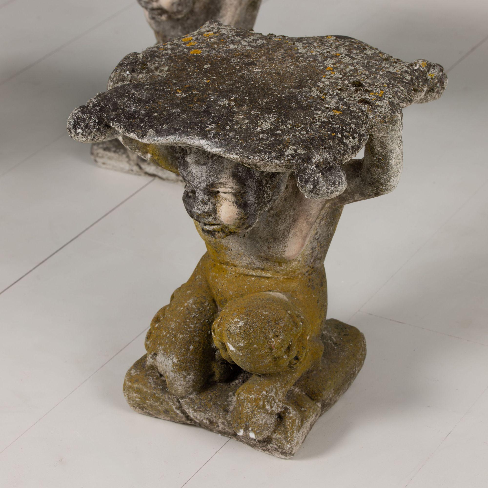 Colección de cuatro taburetes italianos de hormigón para jardín Fauno del Bosque, c. 1920 en venta 7
