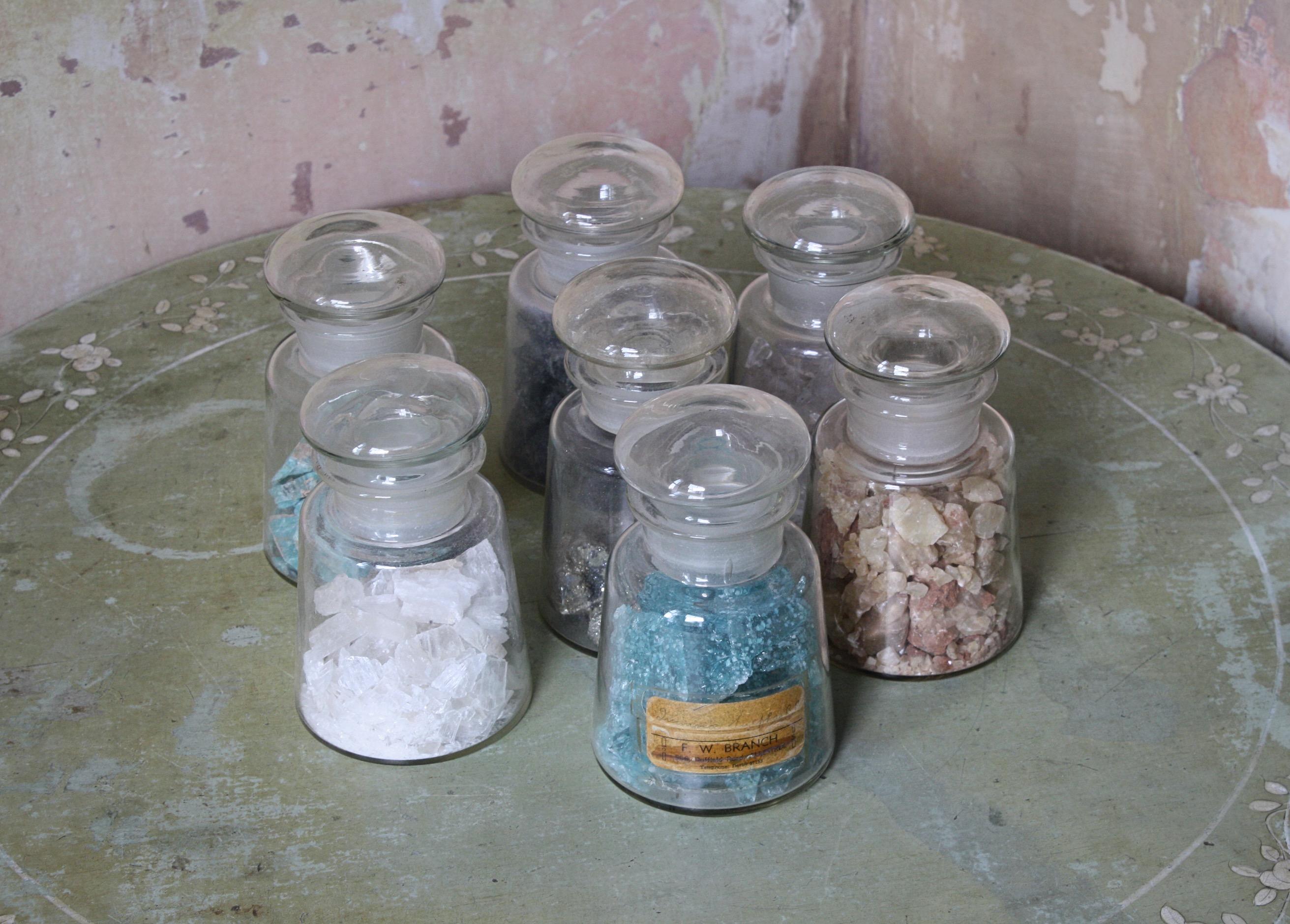 Early 20th Century Collection Of Mineralogy Specimen Jars Natural History Curio For Sale 1