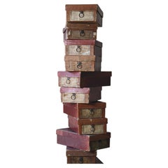 Early 20th Century Collection of Twelve Faded French Document Deed Boxes 