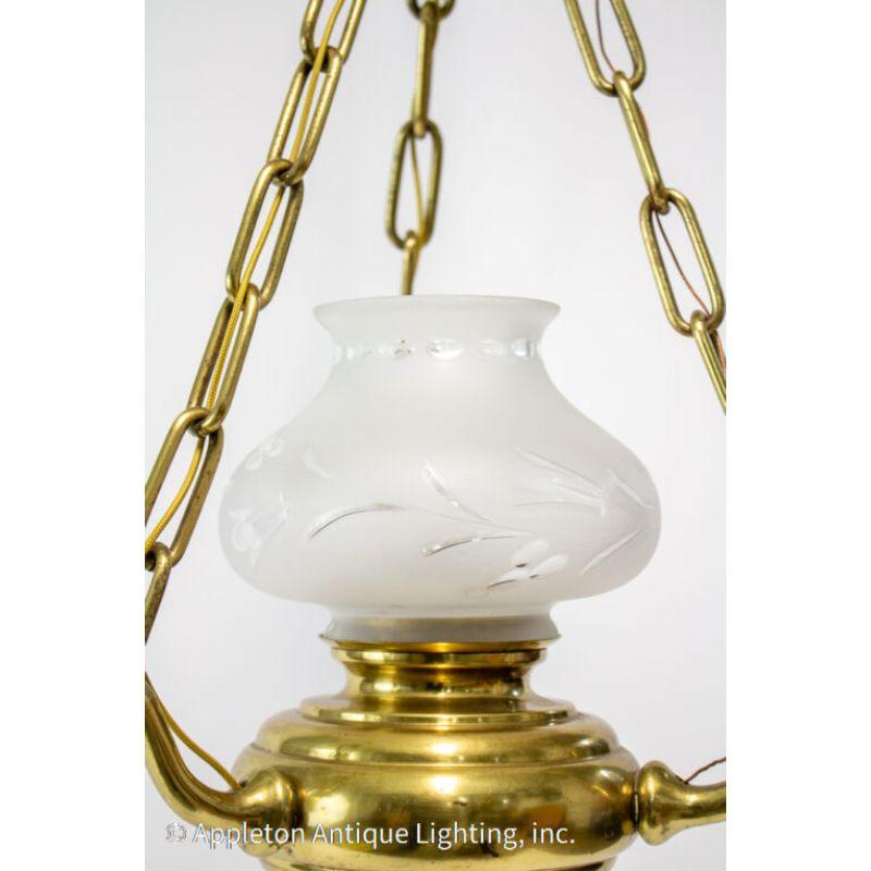 Glass Early 20th Century Colonial Brass Pendant For Sale