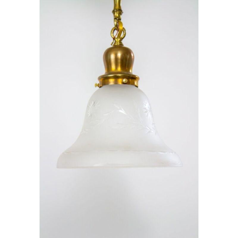 Early 20th Century Colonial Revival Brass and Cut Glass Pendant In Excellent Condition For Sale In Canton, MA