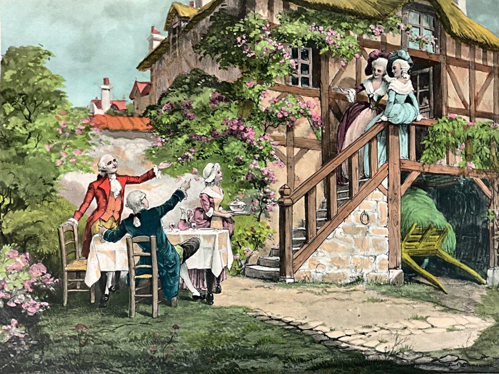 Questa squisita incisione a colori di E. Blanche dell'inizio del XX secolo, intitolata 