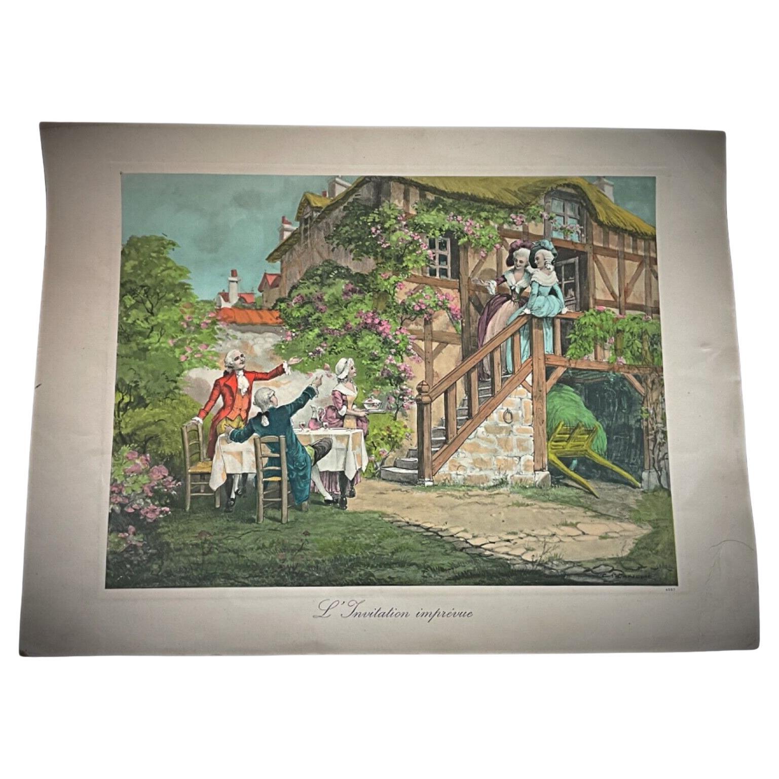 Farbstich von E. Blanche aus dem frühen 20. Jahrhundert - L'Invitation Imprévue - 2Y558
