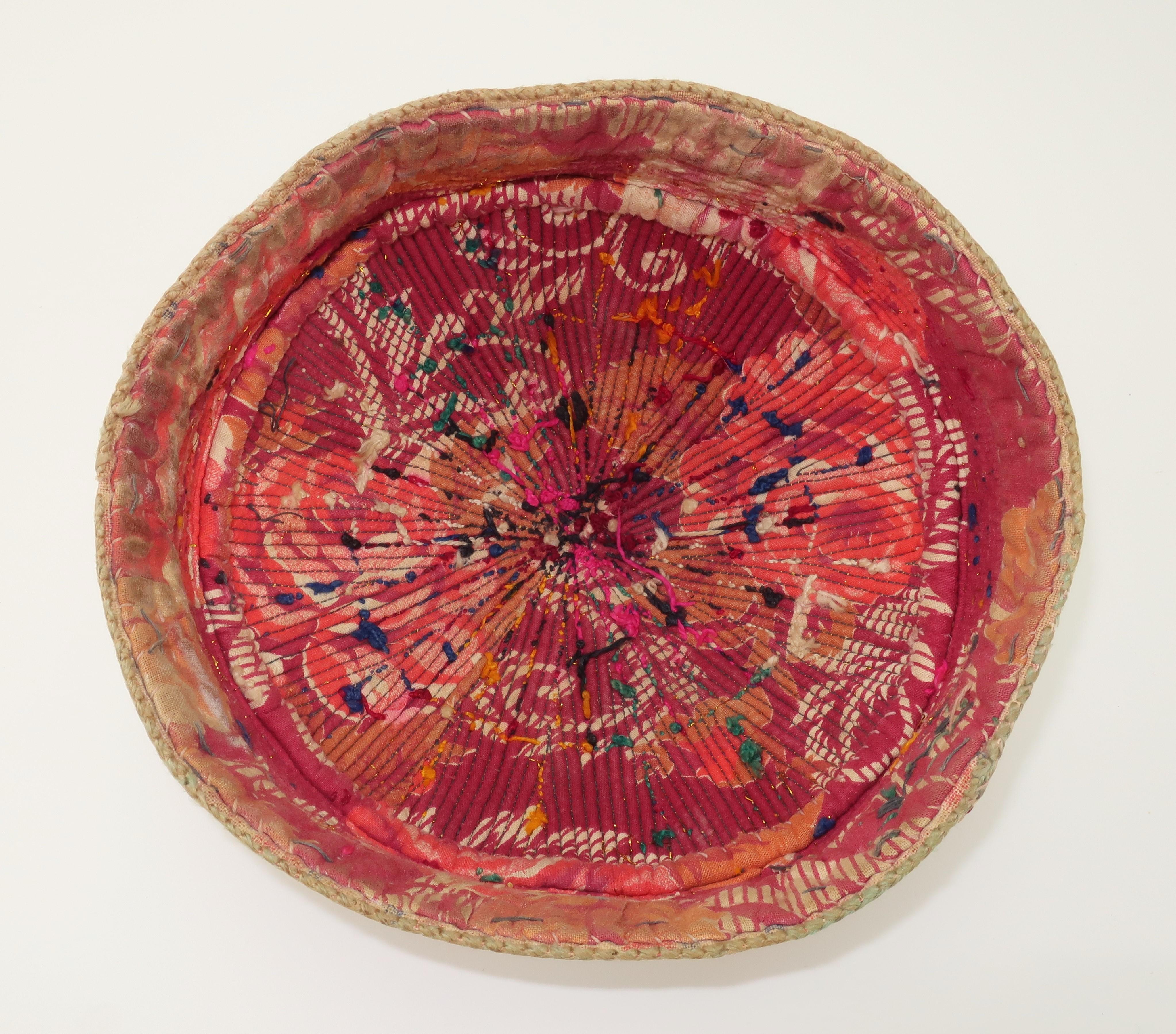 Early 20th Century Colorful Central Asian Embroidered Hat For Sale 1