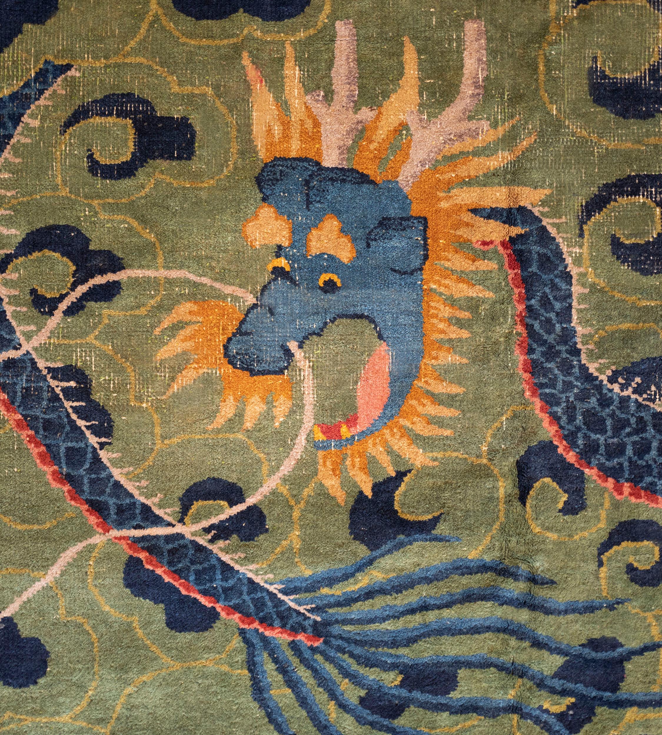 Early 20th Century Colorful Handwoven Wool Chinese Rug For Sale 2