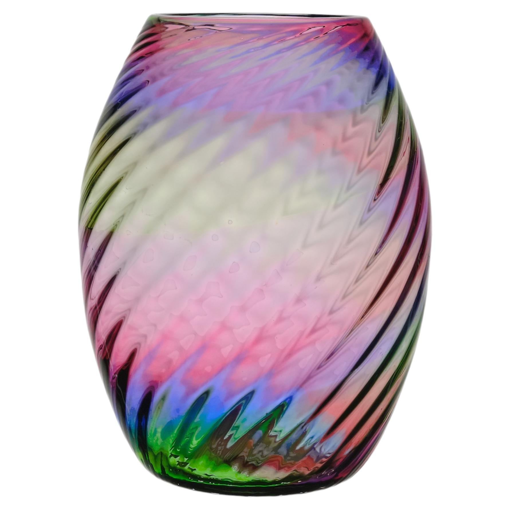 Early 20th Century Coloured Vase entitled "Rainbow Vase" by Stevens and Williams For Sale