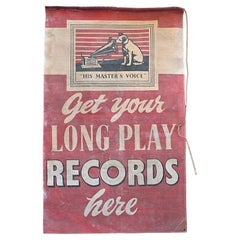 Early 20th century Columbia records / His Masters Voice canvas shop advertising