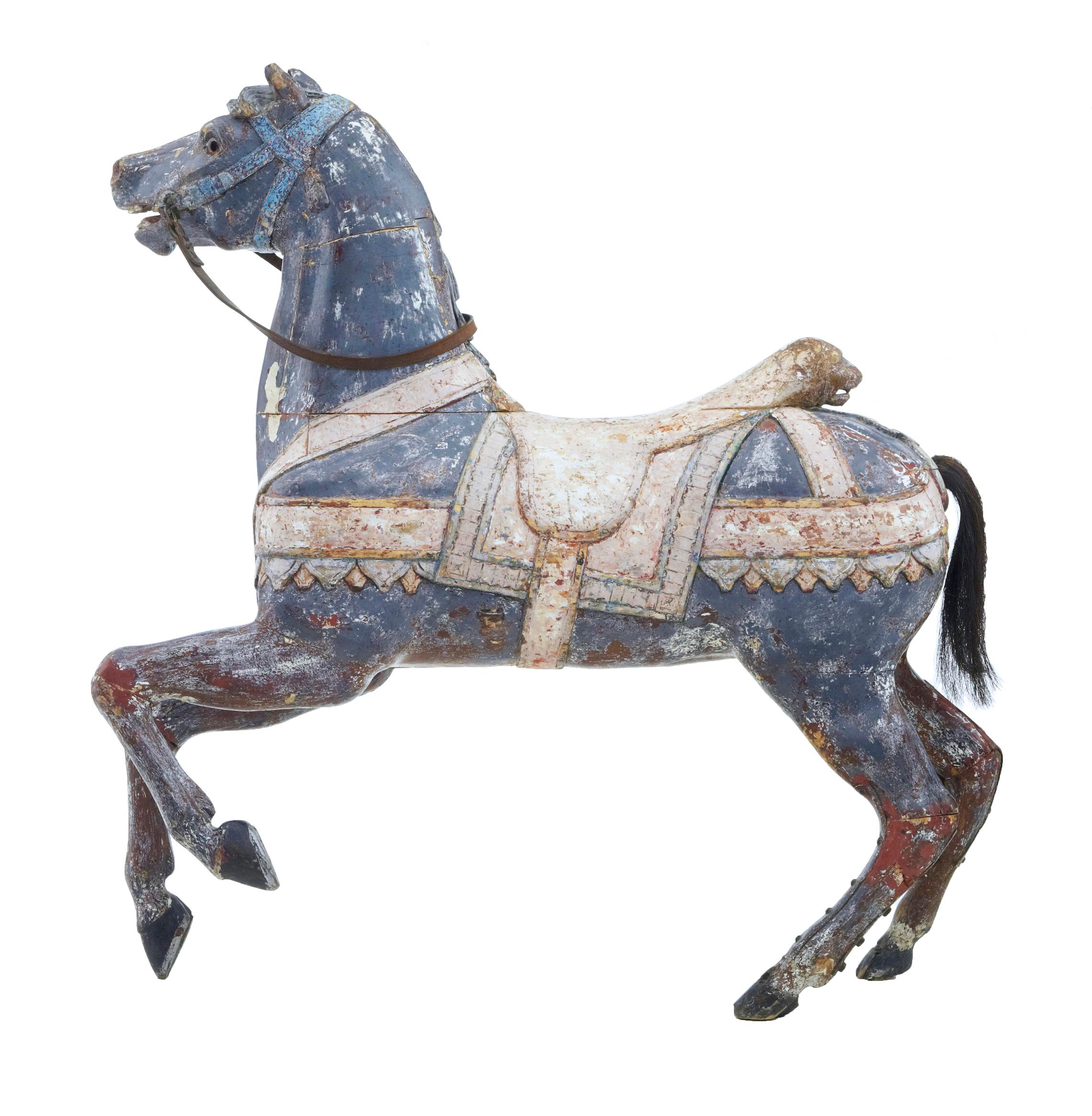 Folk Art Early 20th century continental decorative carousel horse For Sale