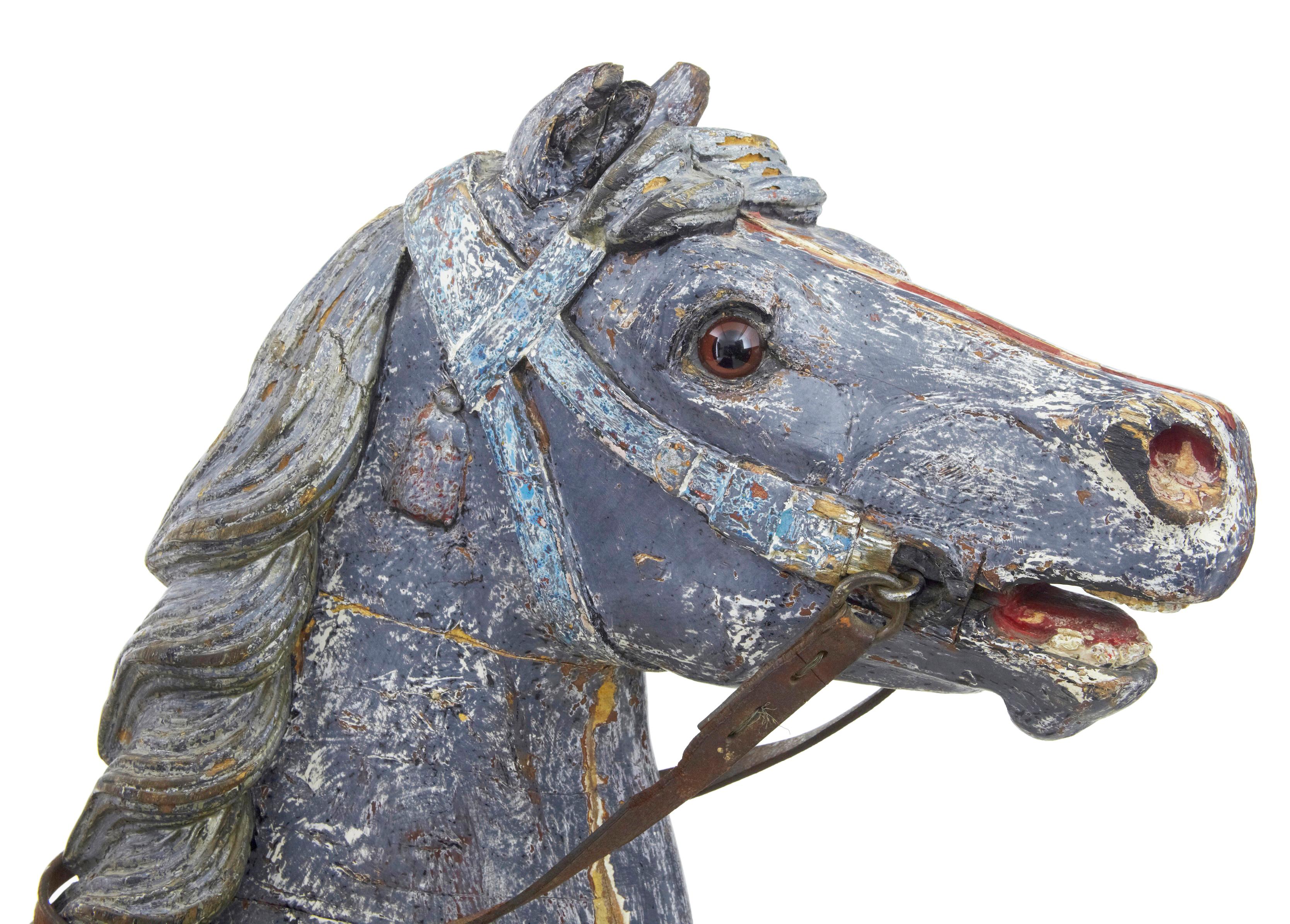 Oak Early 20th century continental decorative carousel horse For Sale