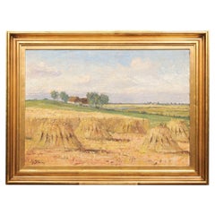 Early 20th Century Continental Gilt Framed Oil on Canvas Mounted on Board