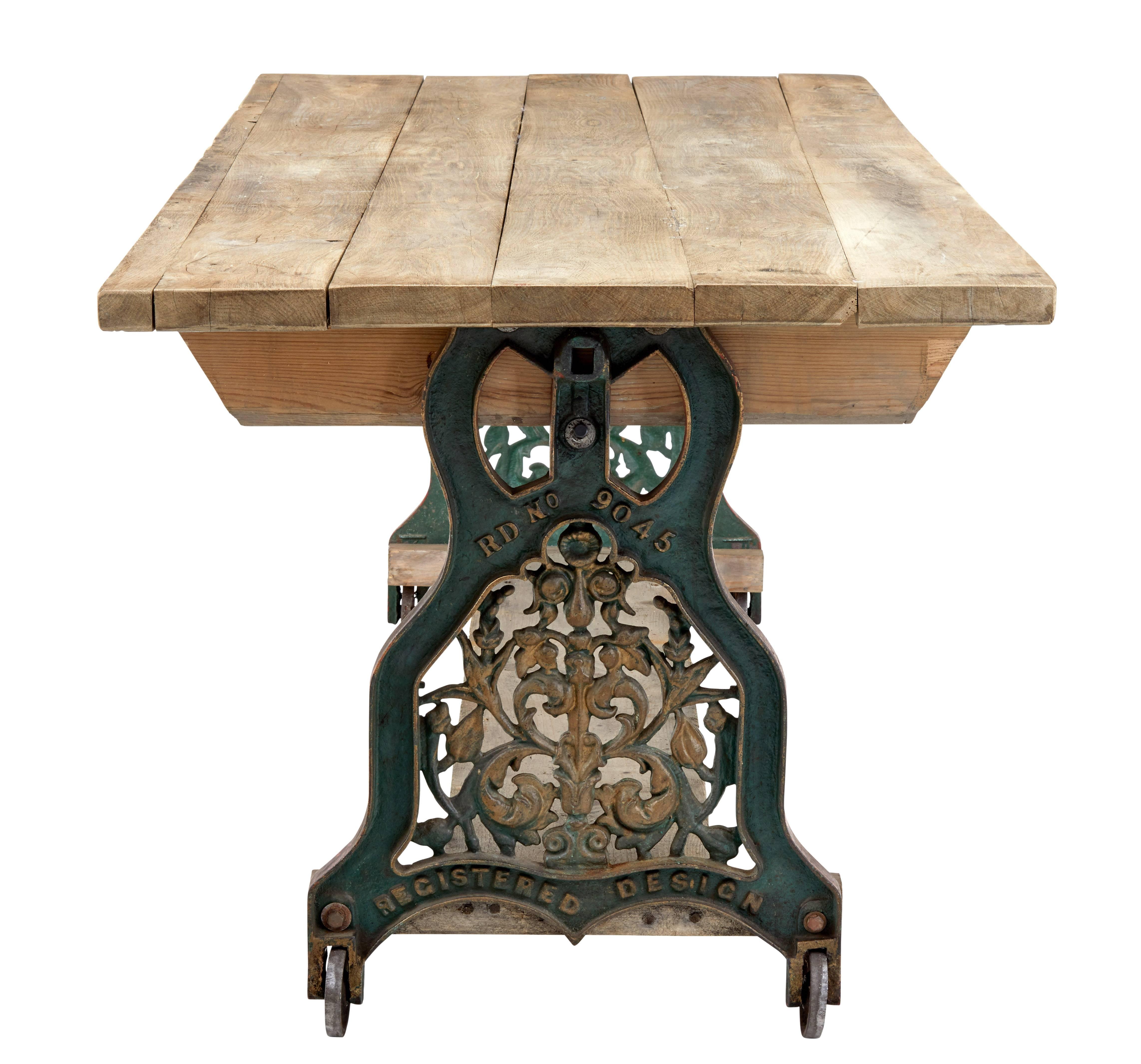 Industrial Early 20th Century Converted Cast Iron Work Table