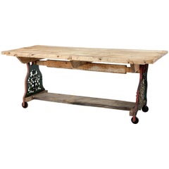 Antique Early 20th Century Converted Cast Iron Work Table