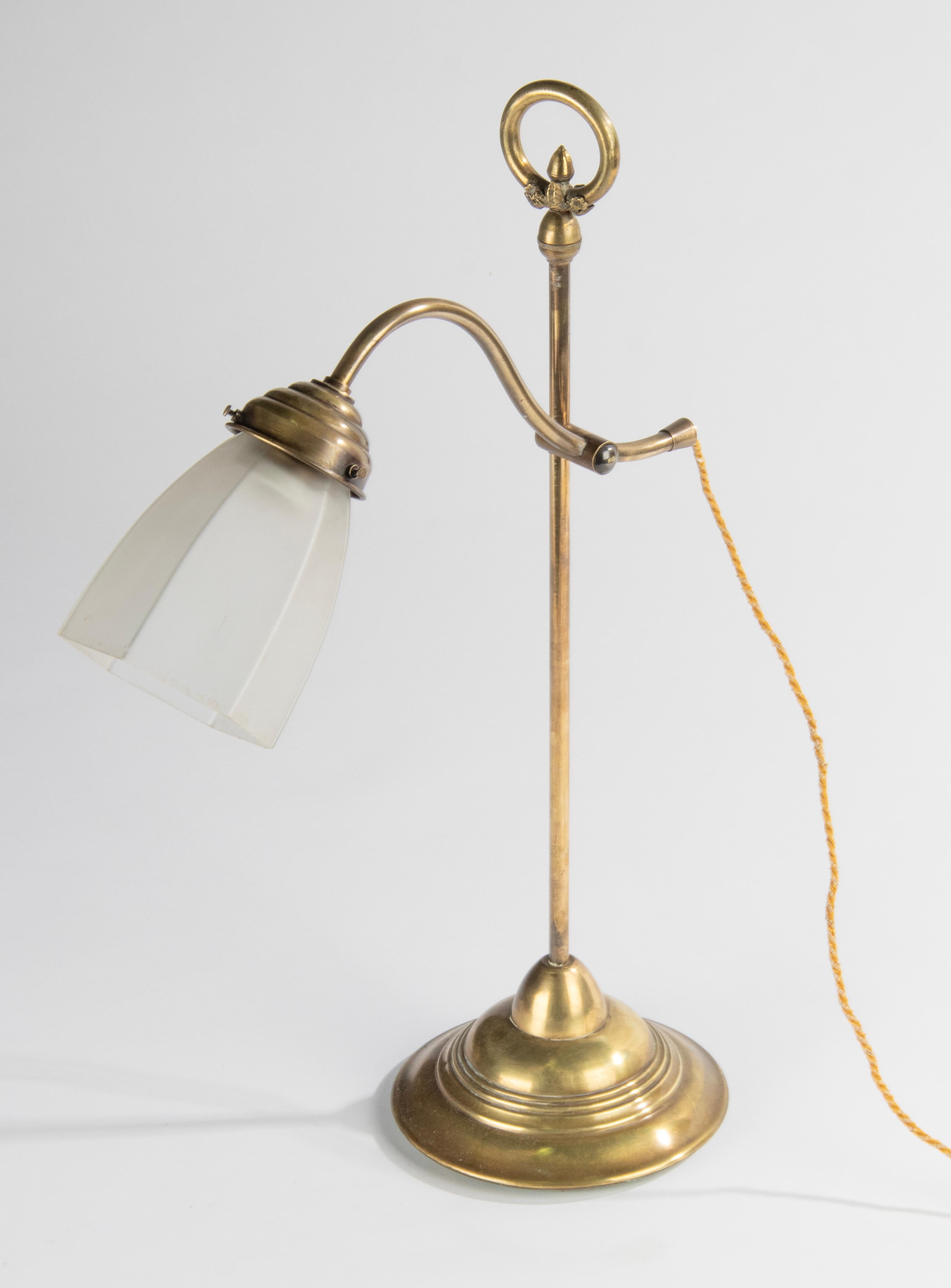 Lampe de bureau réglable en cuivre du début du 20e siècle en vente 3