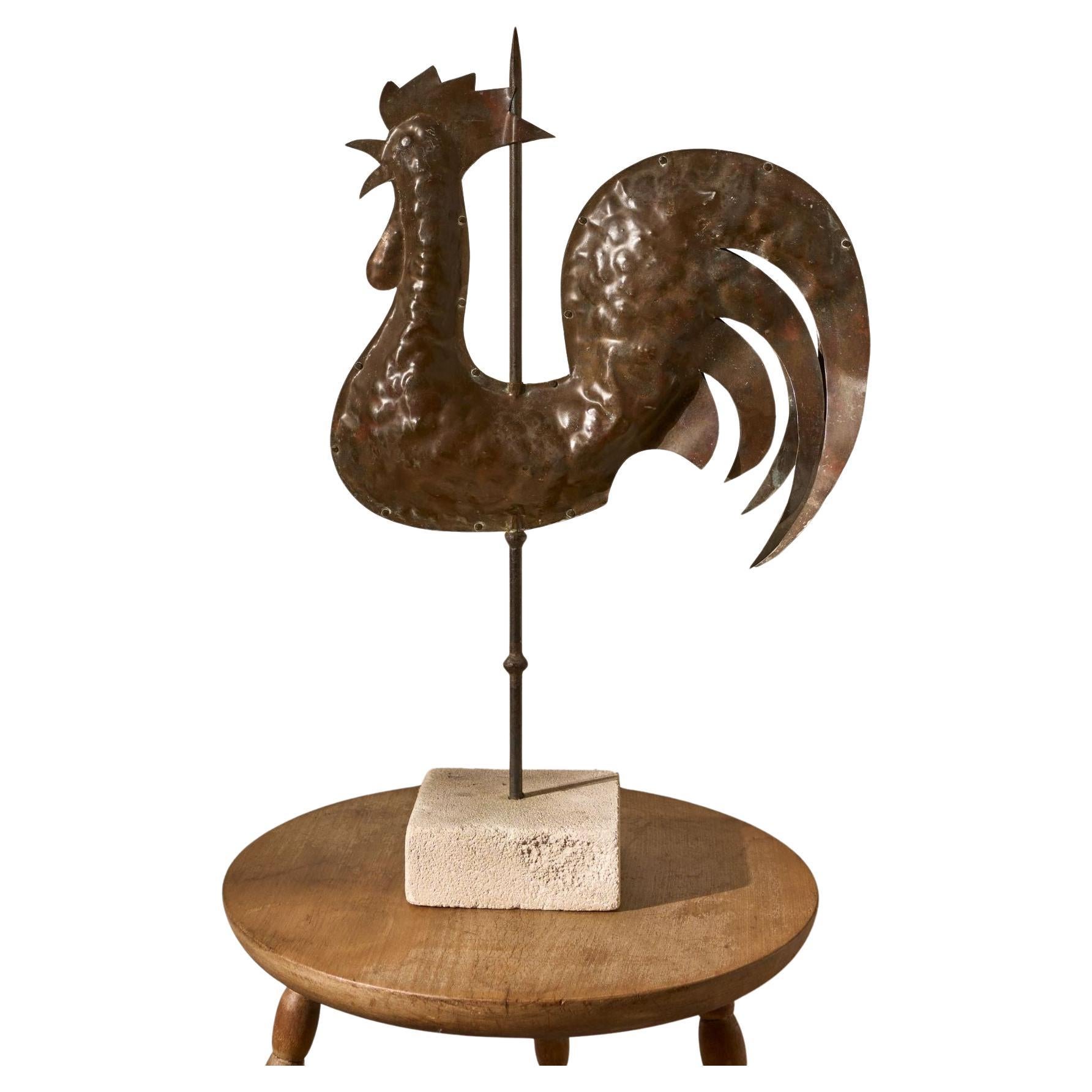 Early 20th century Copper cockerel weather vane For Sale