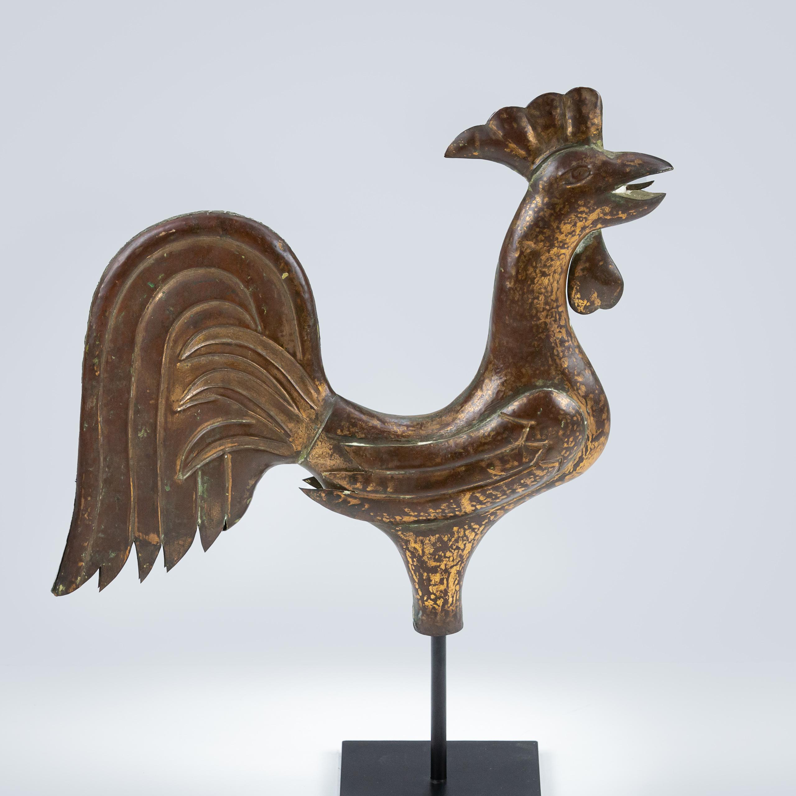Early 20th Century Copper Full Bodied Cockerel Weathervane For Sale 2