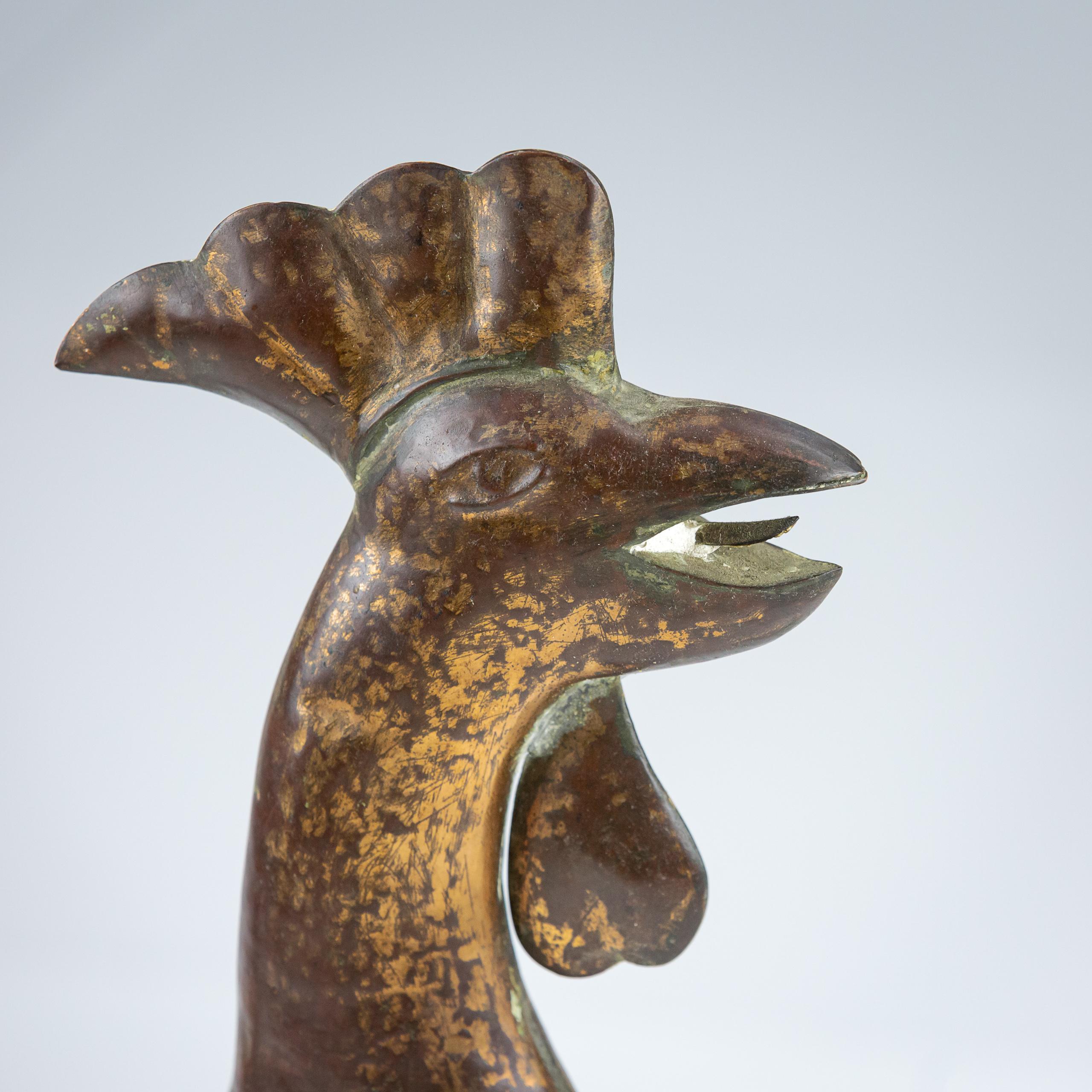 Early 20th Century Copper Full Bodied Cockerel Weathervane For Sale 4