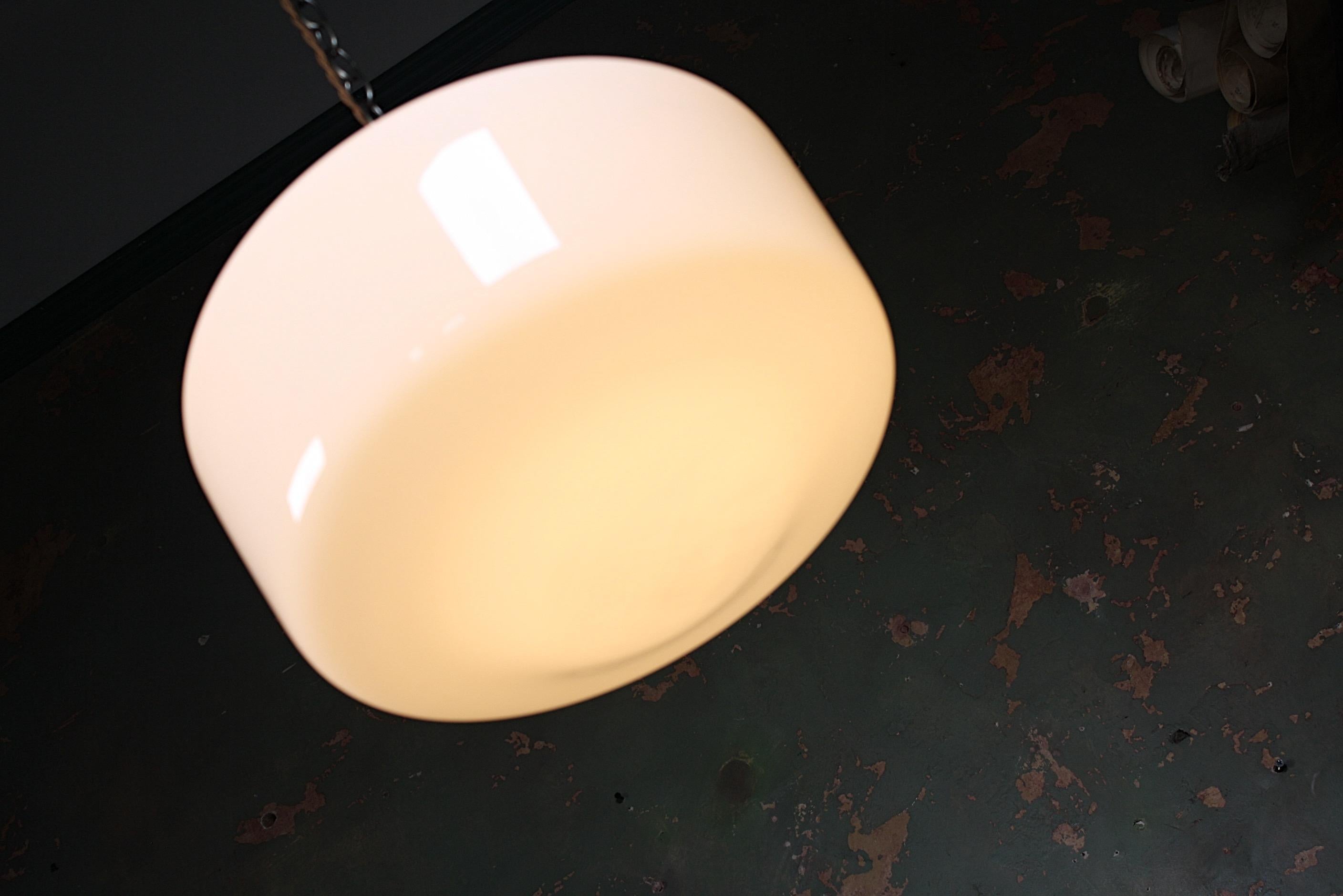 Early 20th Century Copper and Opaline Glass Opticians Pendant Light 1