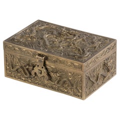 Début du 20e siècle, boîte à cigares décorative en cuivre de style oriental
