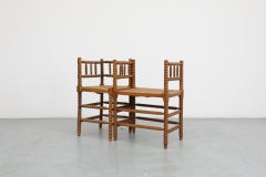 Early 20th Century Cottage Style Bobbin Corner Chair and Matching Backless Stool