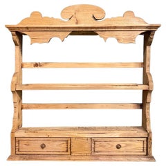 Early 20th Century Country Bleached Ash Hanging Shelf Plate Rack