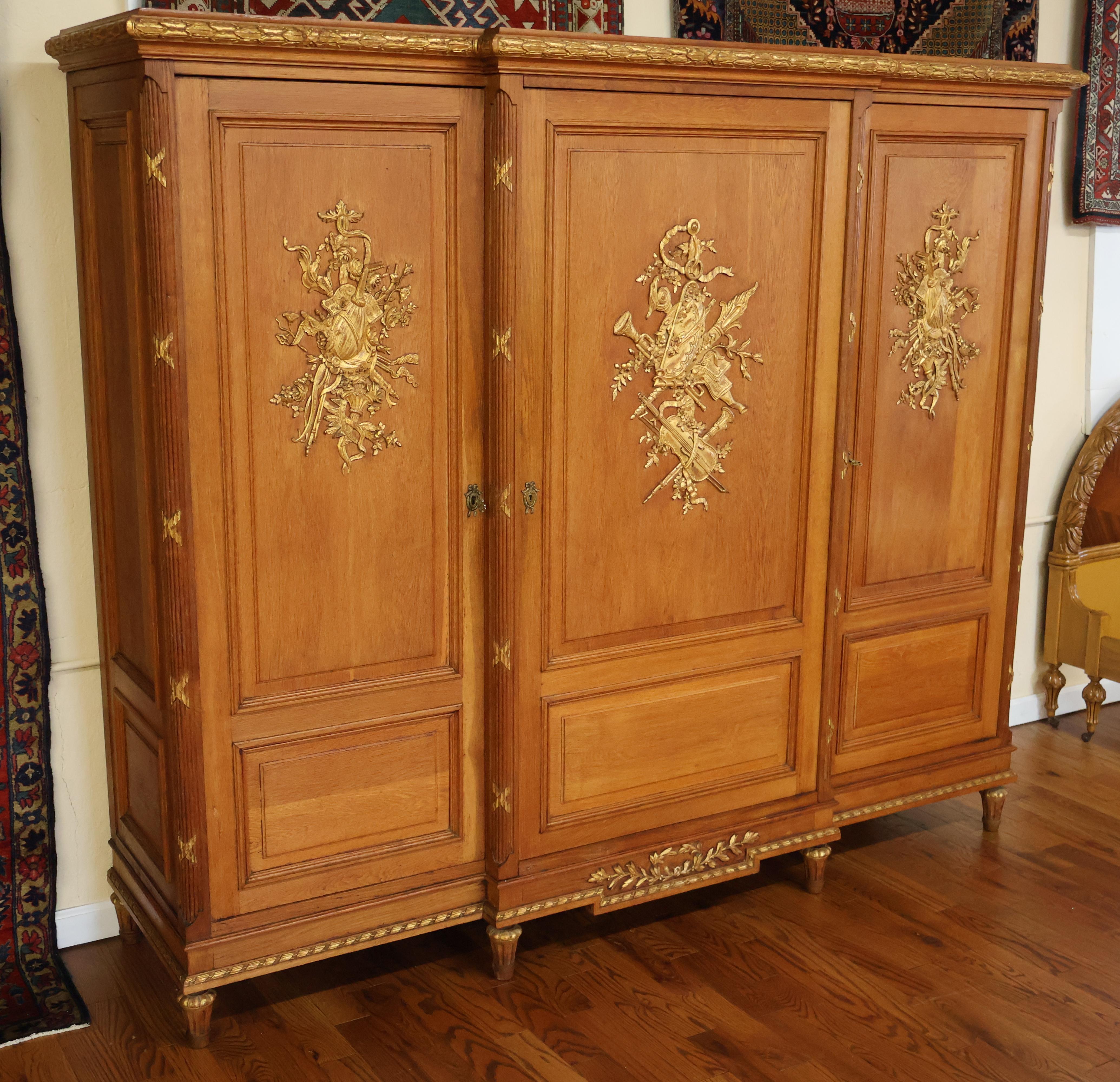 Mid-20th Century Early 20th Century Country French Louis XVI Style Oak Armoire For Sale