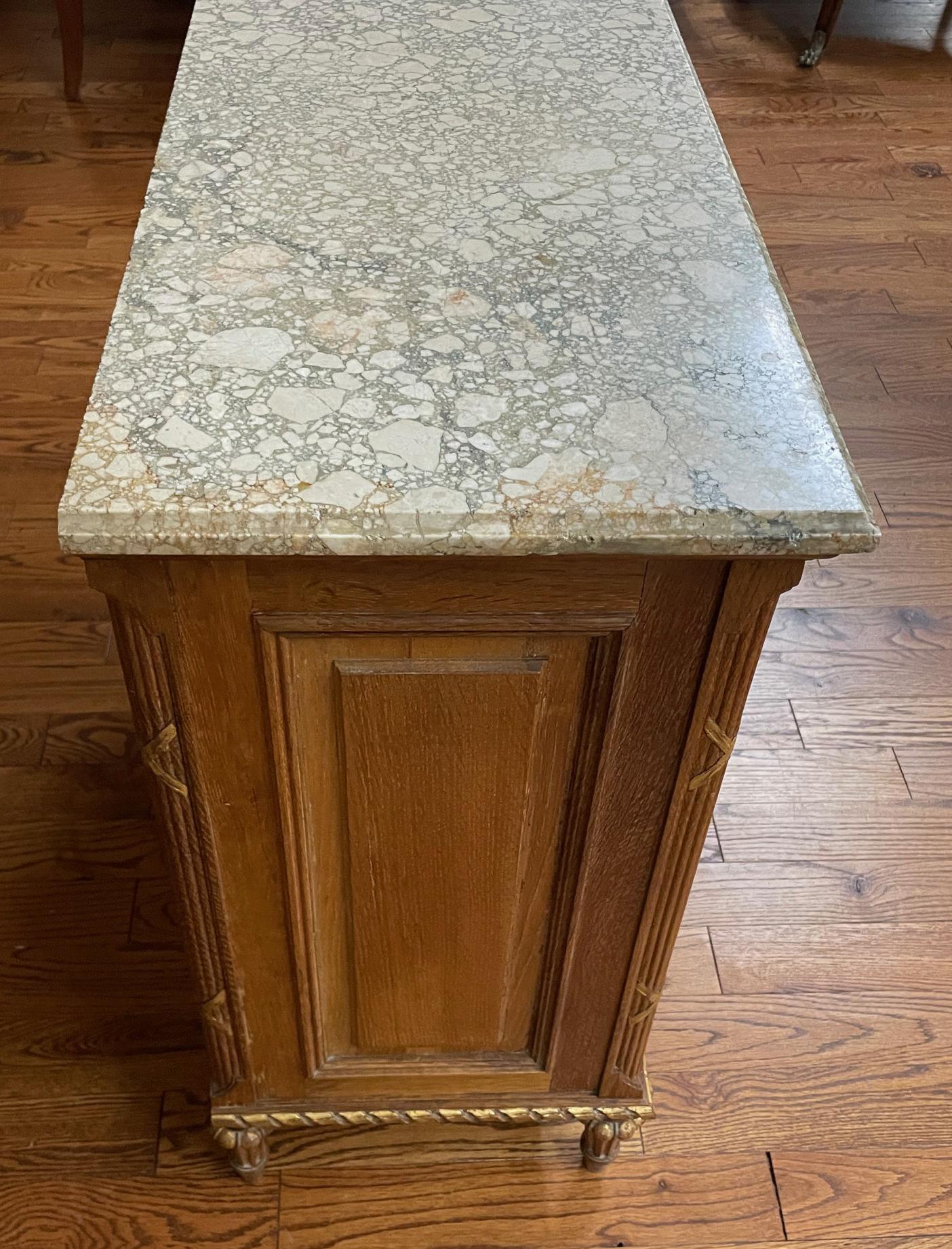 Early 20th Century Country French Oak Marble Top Server Cabinet  For Sale 2