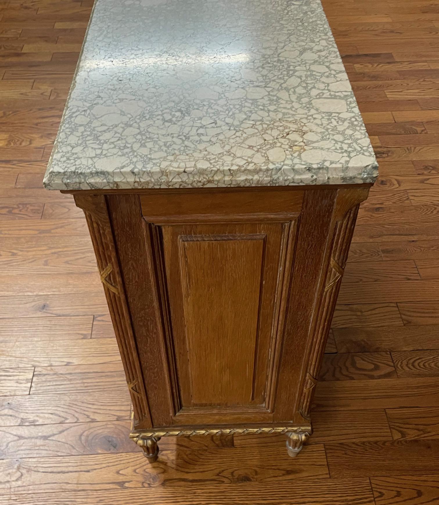Early 20th Century Country French Oak Marble Top Server Cabinet  For Sale 4