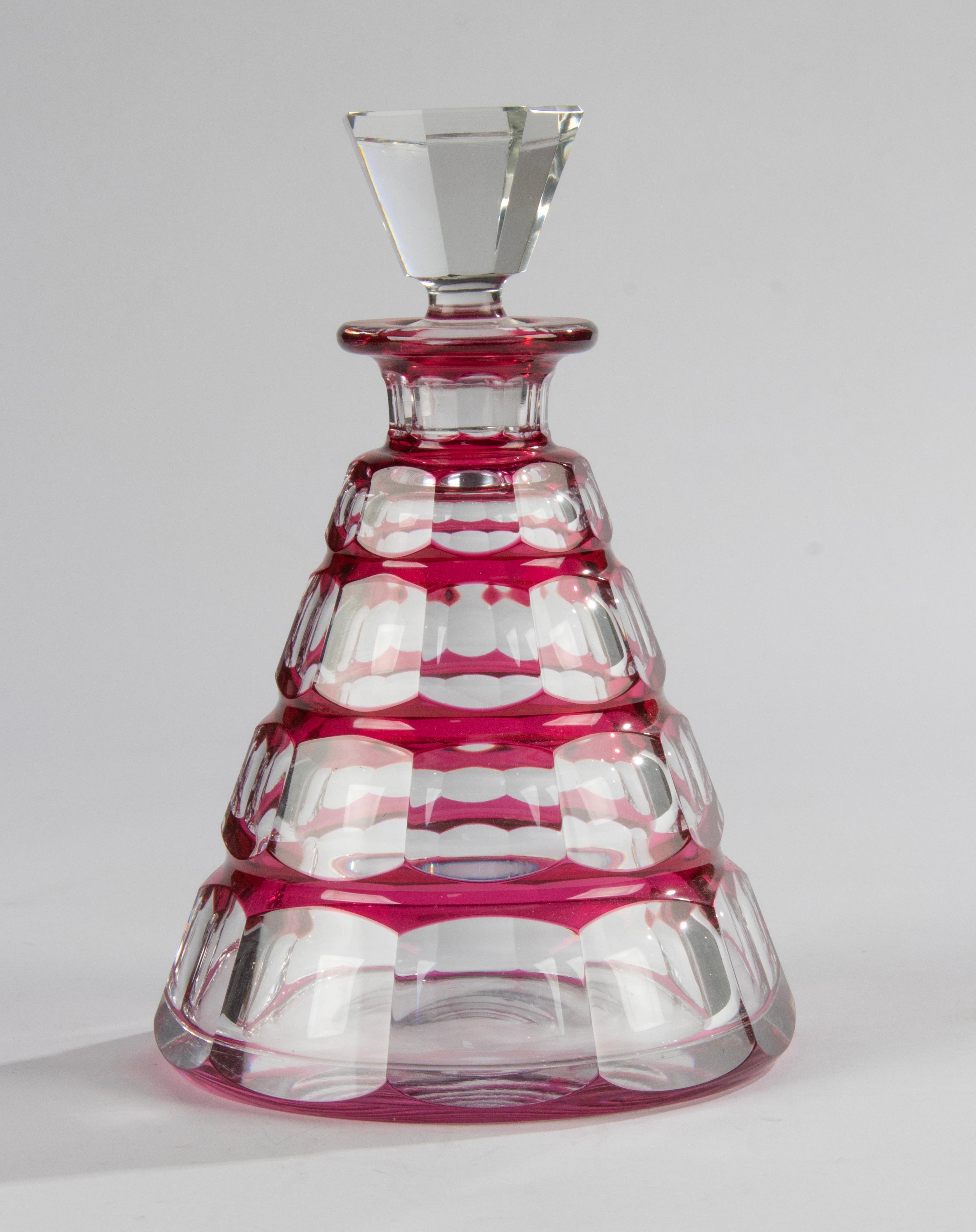 Carafe Art Déco en cristal du début du 20ème siècle + 6 verres - Val Saint Lambert en vente 2