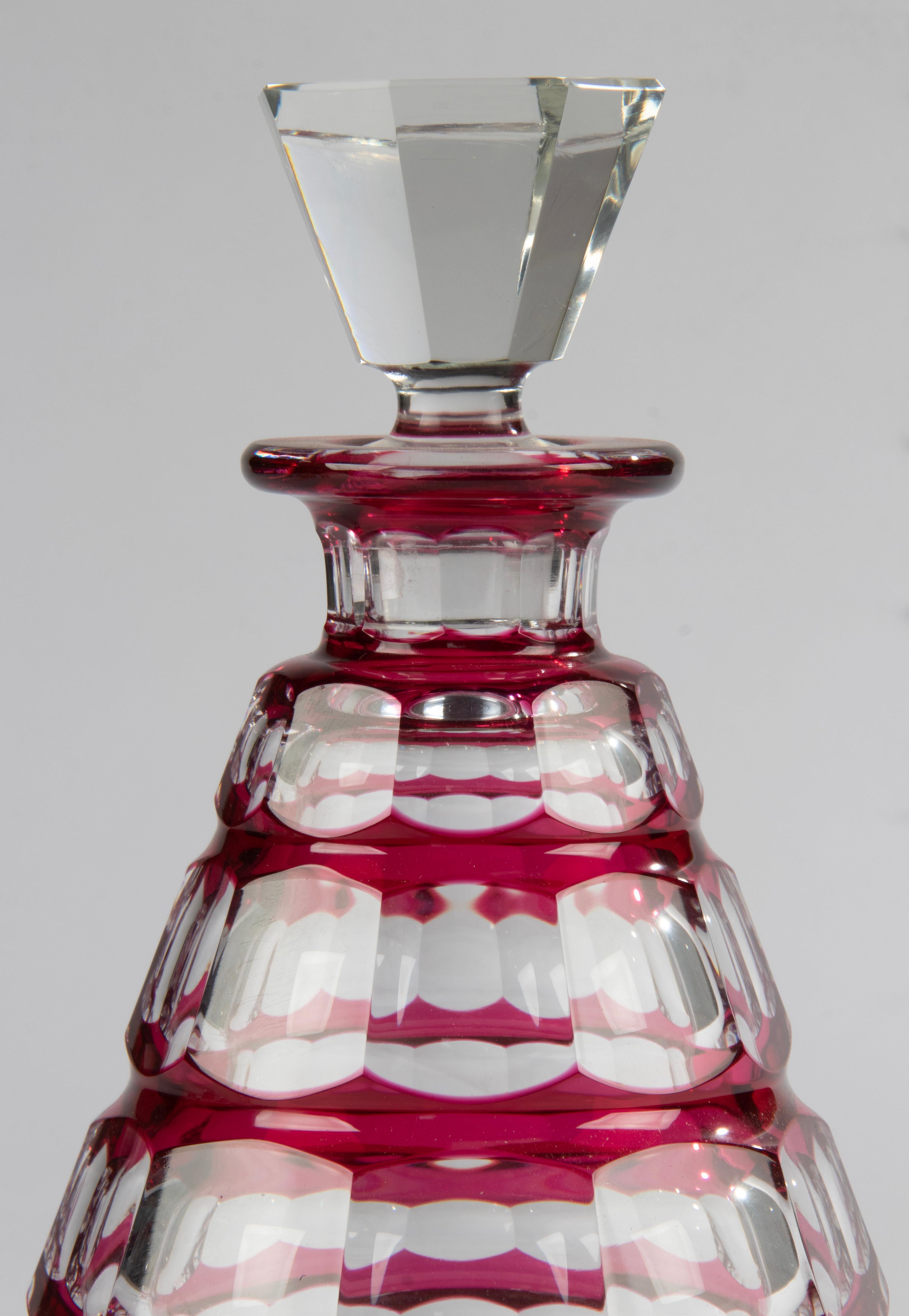 Carafe Art Déco en cristal du début du 20ème siècle + 6 verres - Val Saint Lambert en vente 3