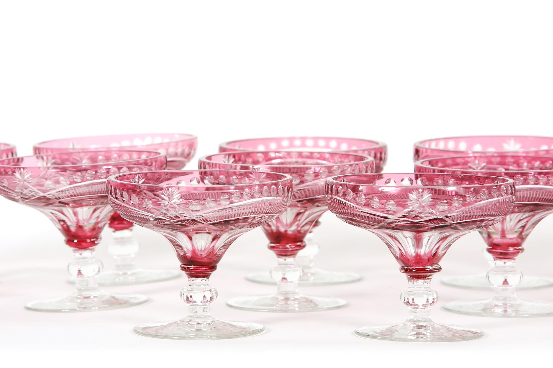 French Early 20th Century Crystal Barware Coupe Service