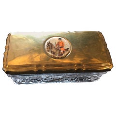 Boîte en cristal du début du XXe siècle avec motif équestre