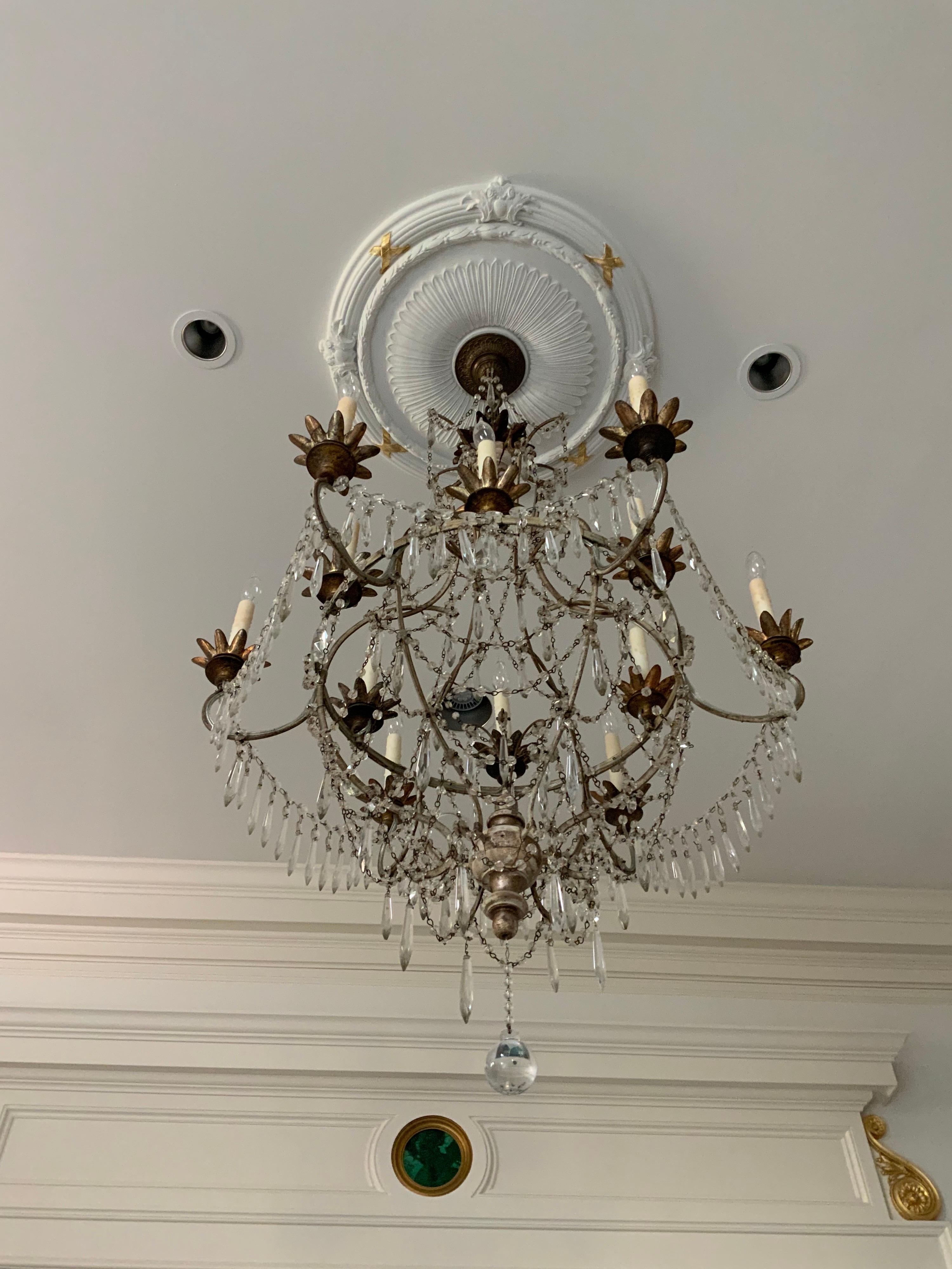 Early 20th Century Crystal Chandelier from France In Good Condition In Dallas, TX