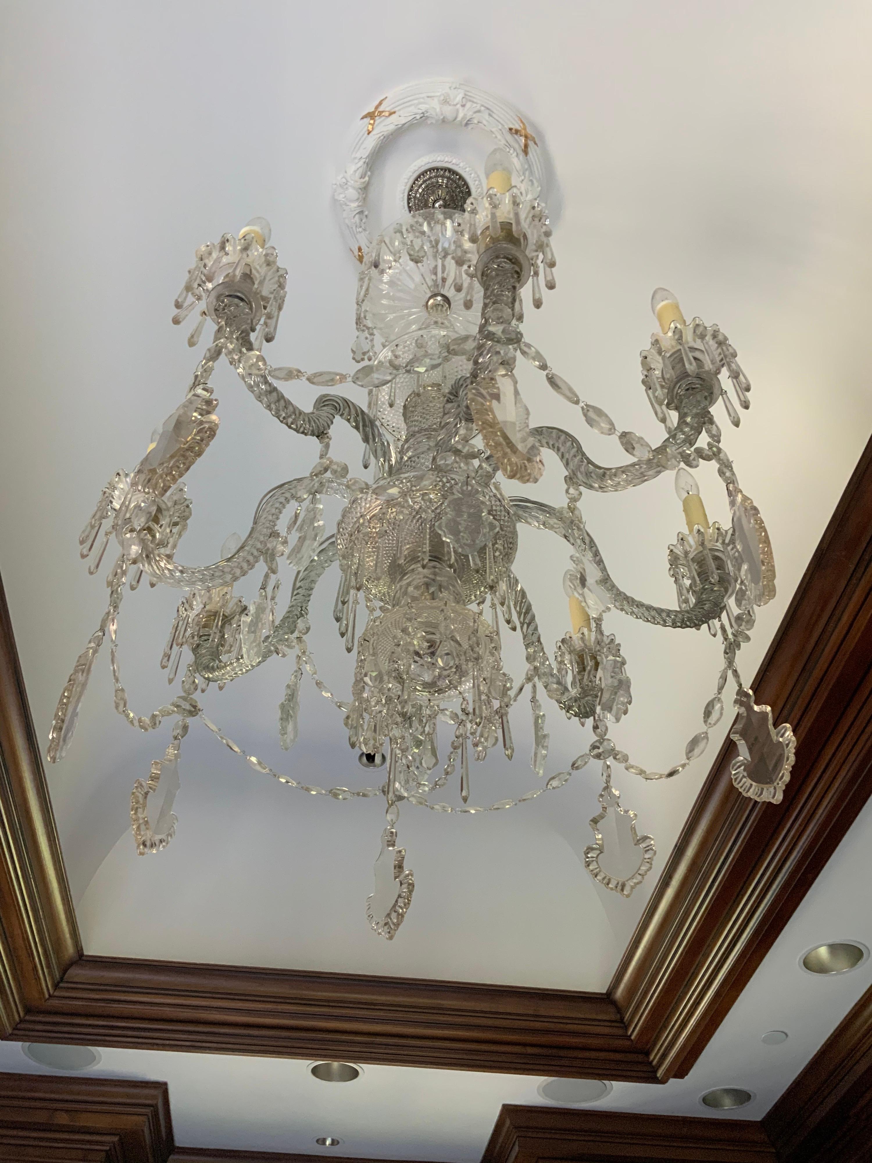 Early 20th Century Crystal Chandelier from France In Good Condition For Sale In Dallas, TX