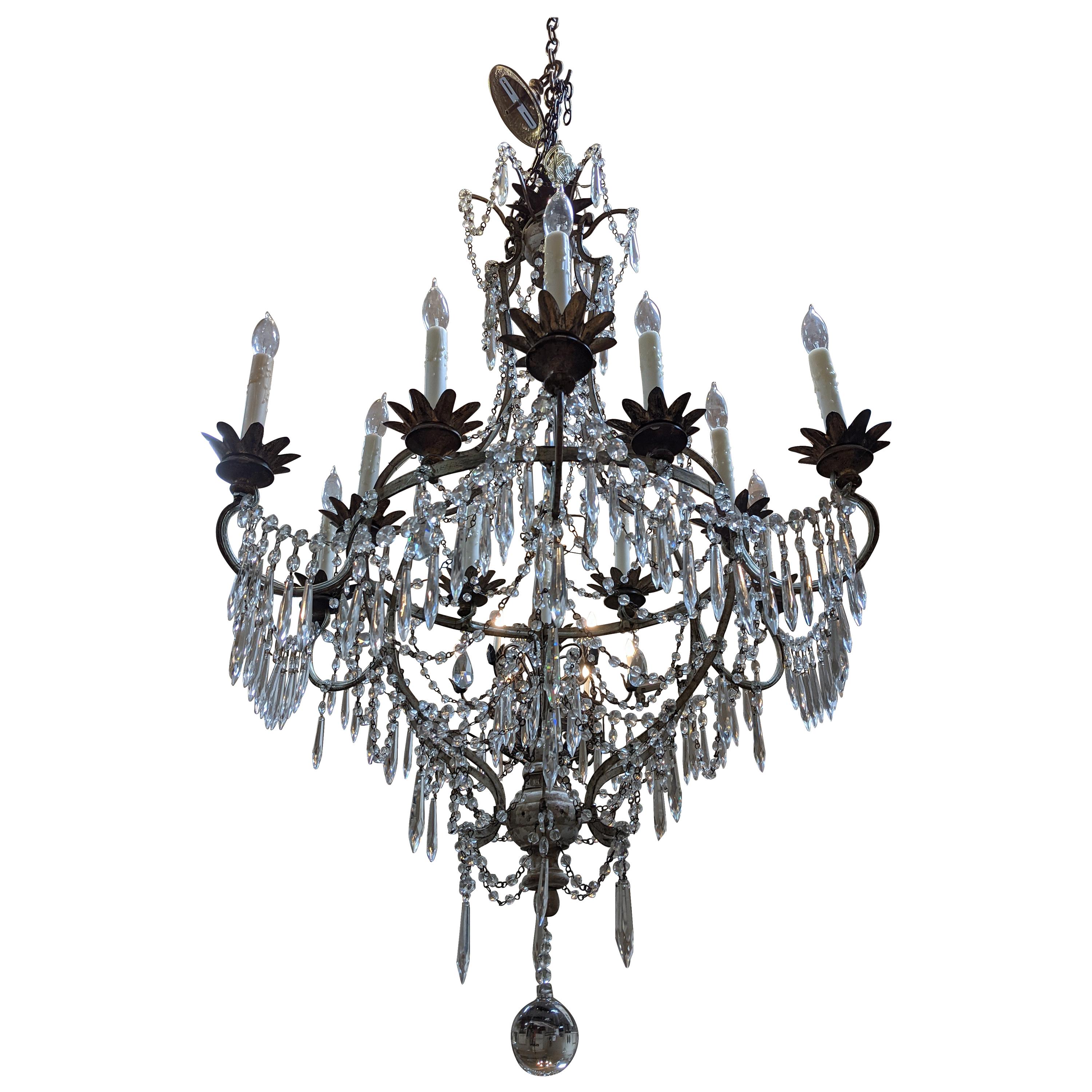Early 20th Century Crystal Chandelier from France