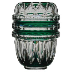 Early 20th Century Crystal Cut "Green Vase" by Val St Lambert