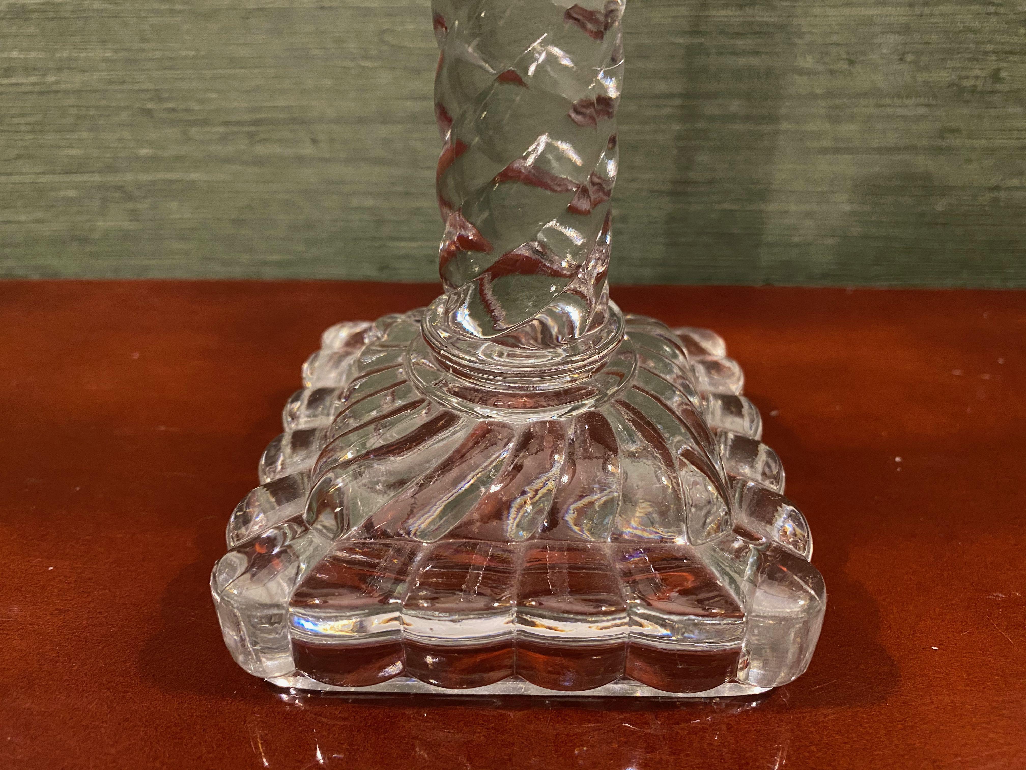 Early 20th Century Crystal Glass Candlestick by Baccarat In Good Condition For Sale In London, London