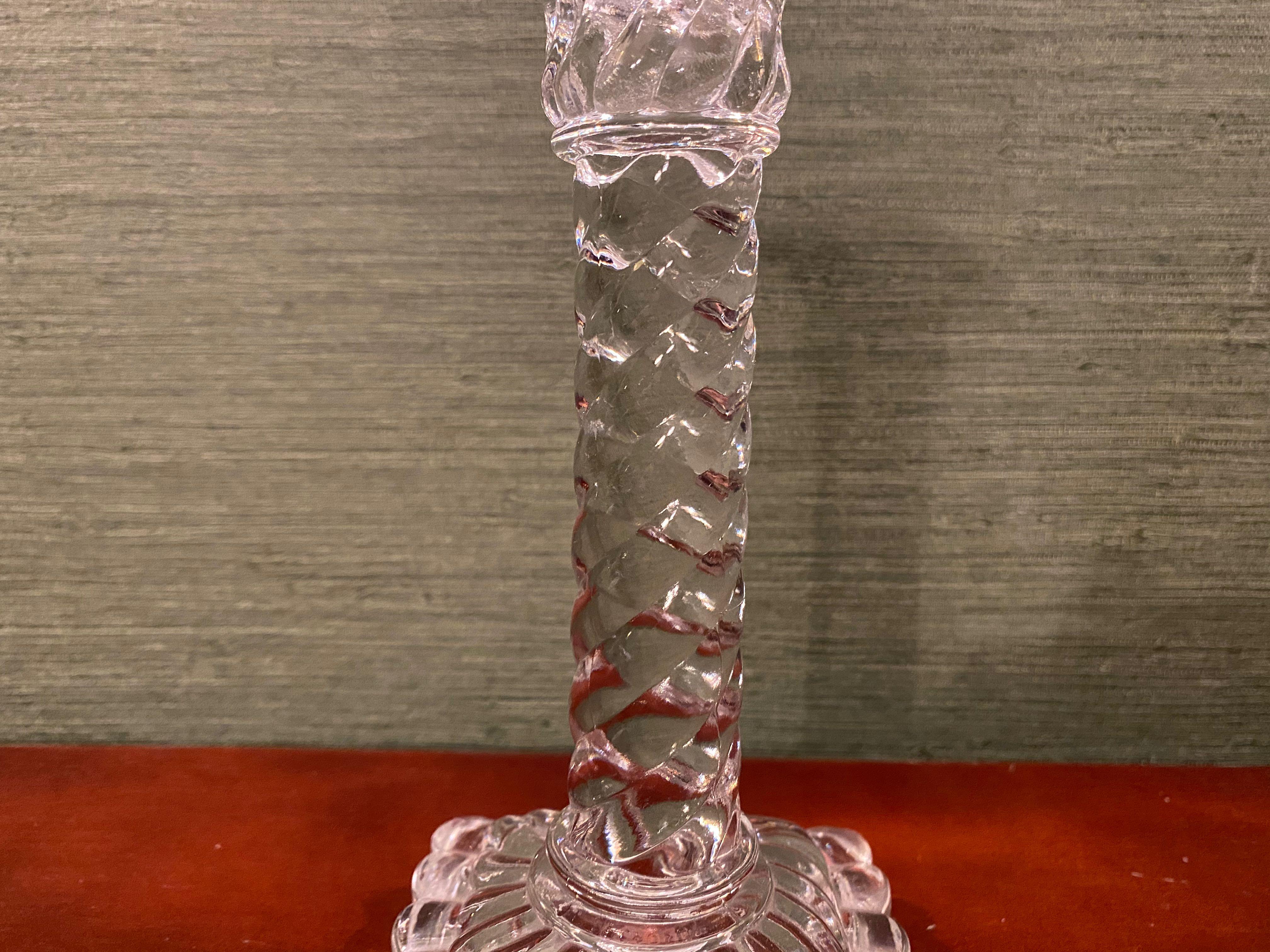 Early 20th Century Crystal Glass Candlestick by Baccarat For Sale 1