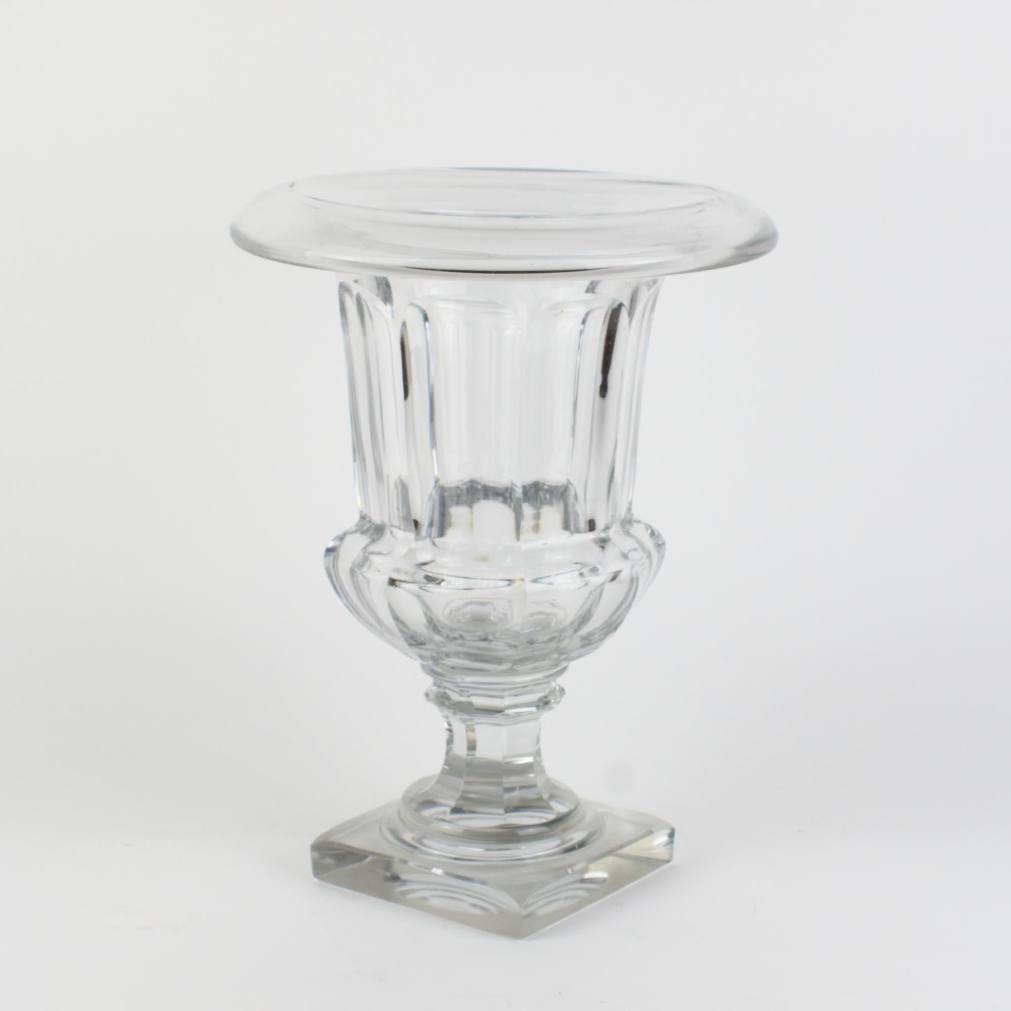 French Early 20th Century Crystal Glass Neoclassical Medici Krater Vase