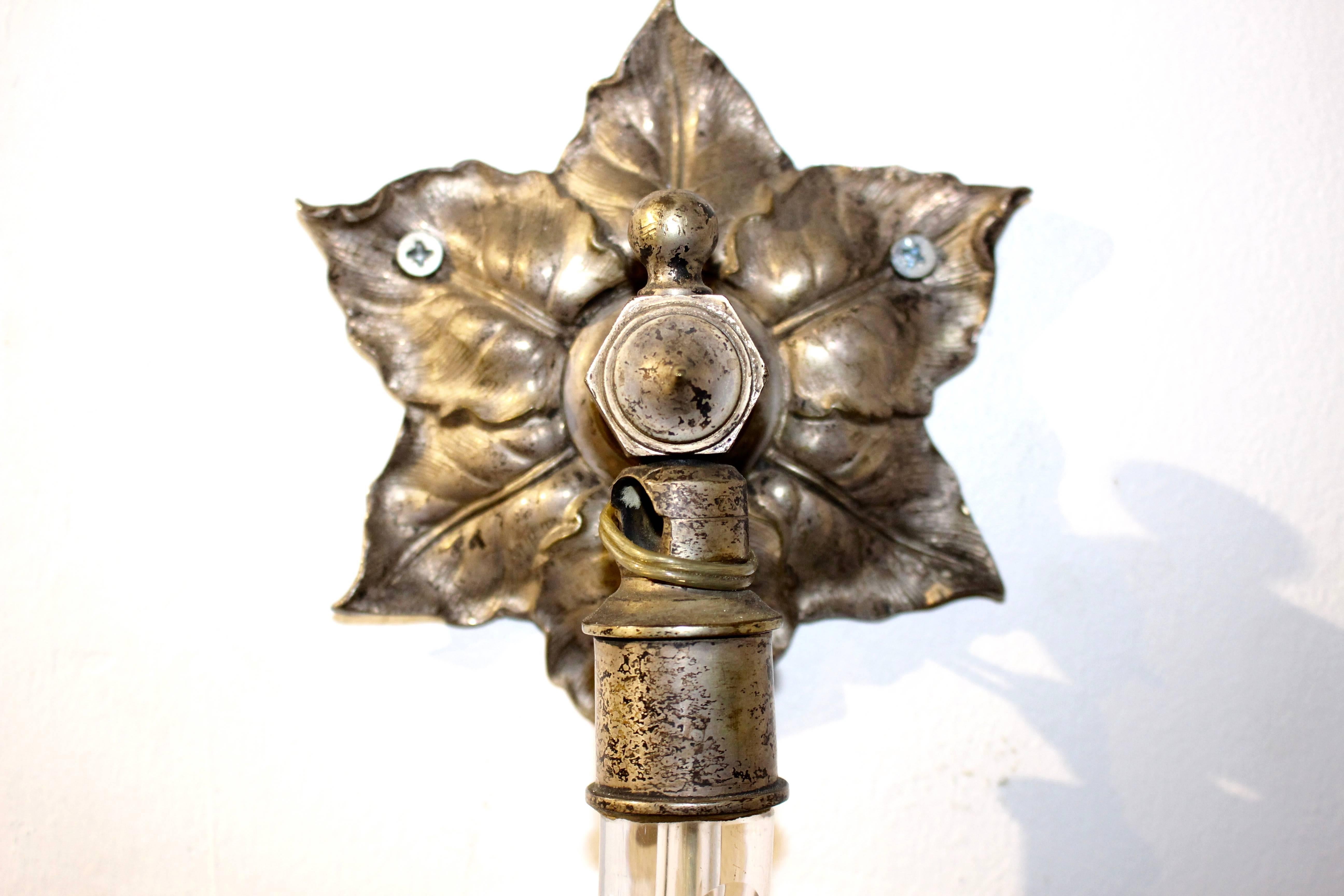 Early 20th Century Crystal Wall Lamp Scones (Frühes 20. Jahrhundert) im Angebot