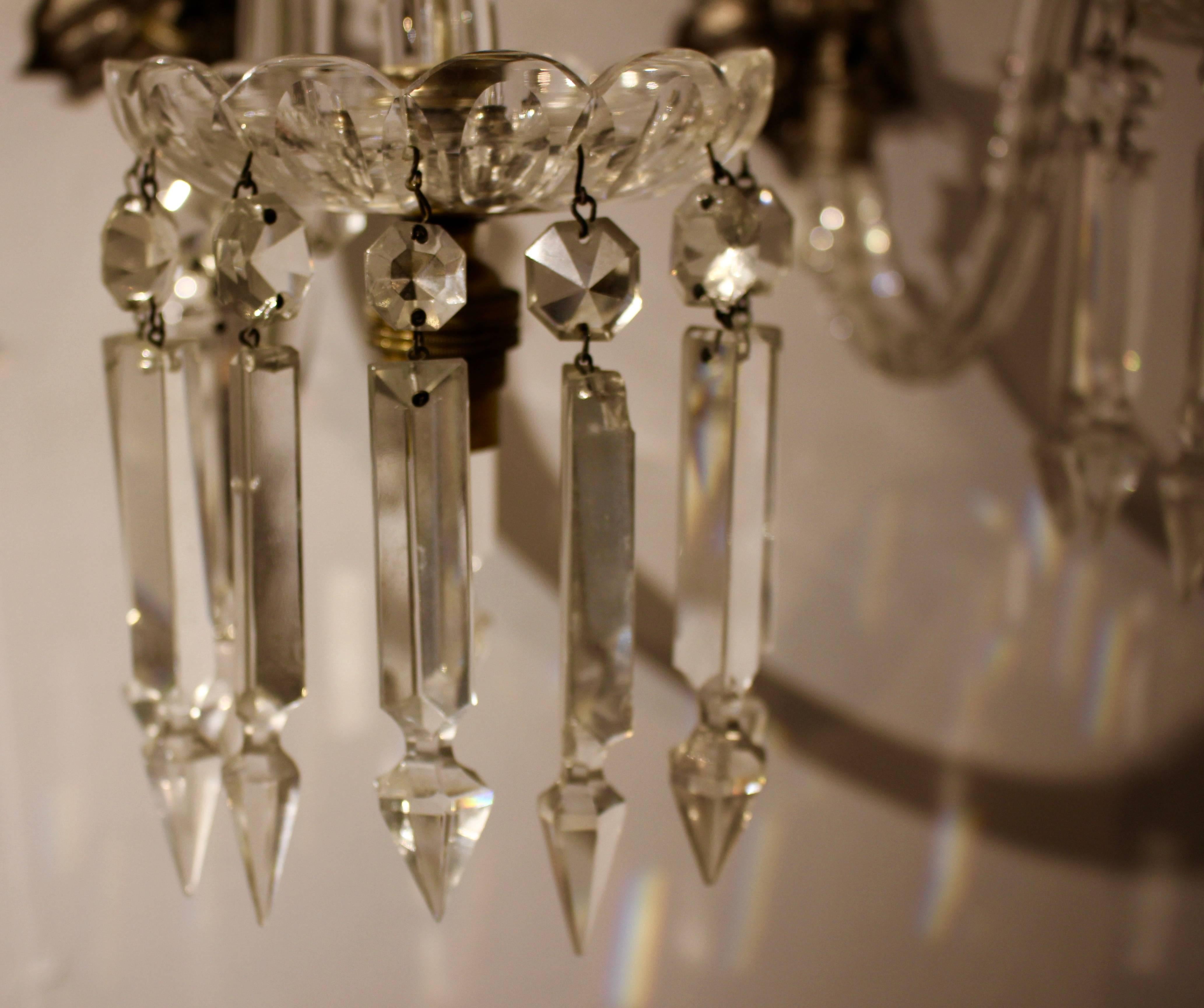 Early 20th Century Crystal Wall Lamp Scones For Sale 3