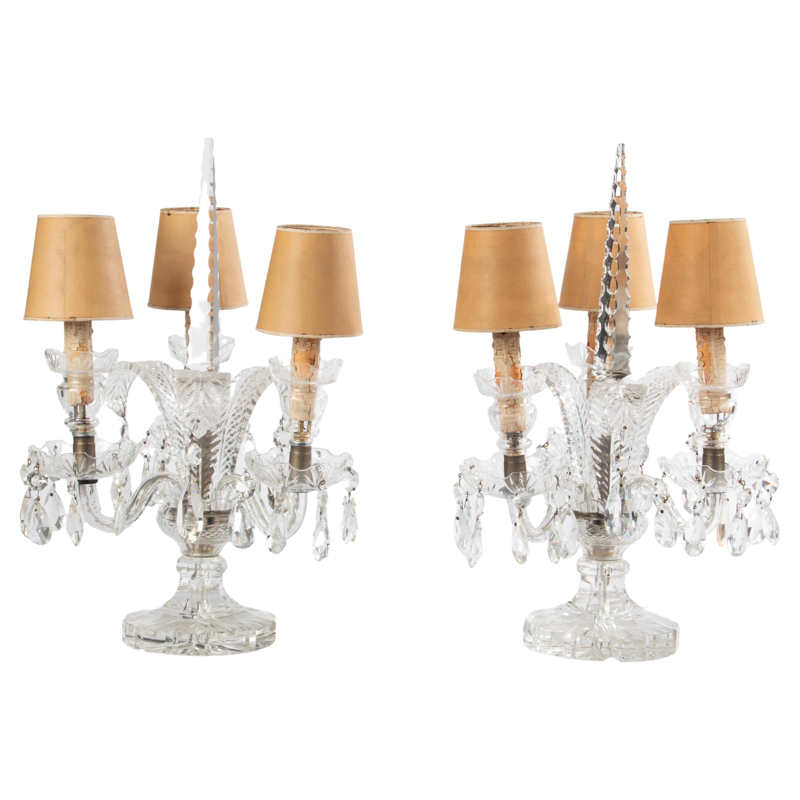 Early 20th Century Crystal Table "Girondelle" Lamp For Sale