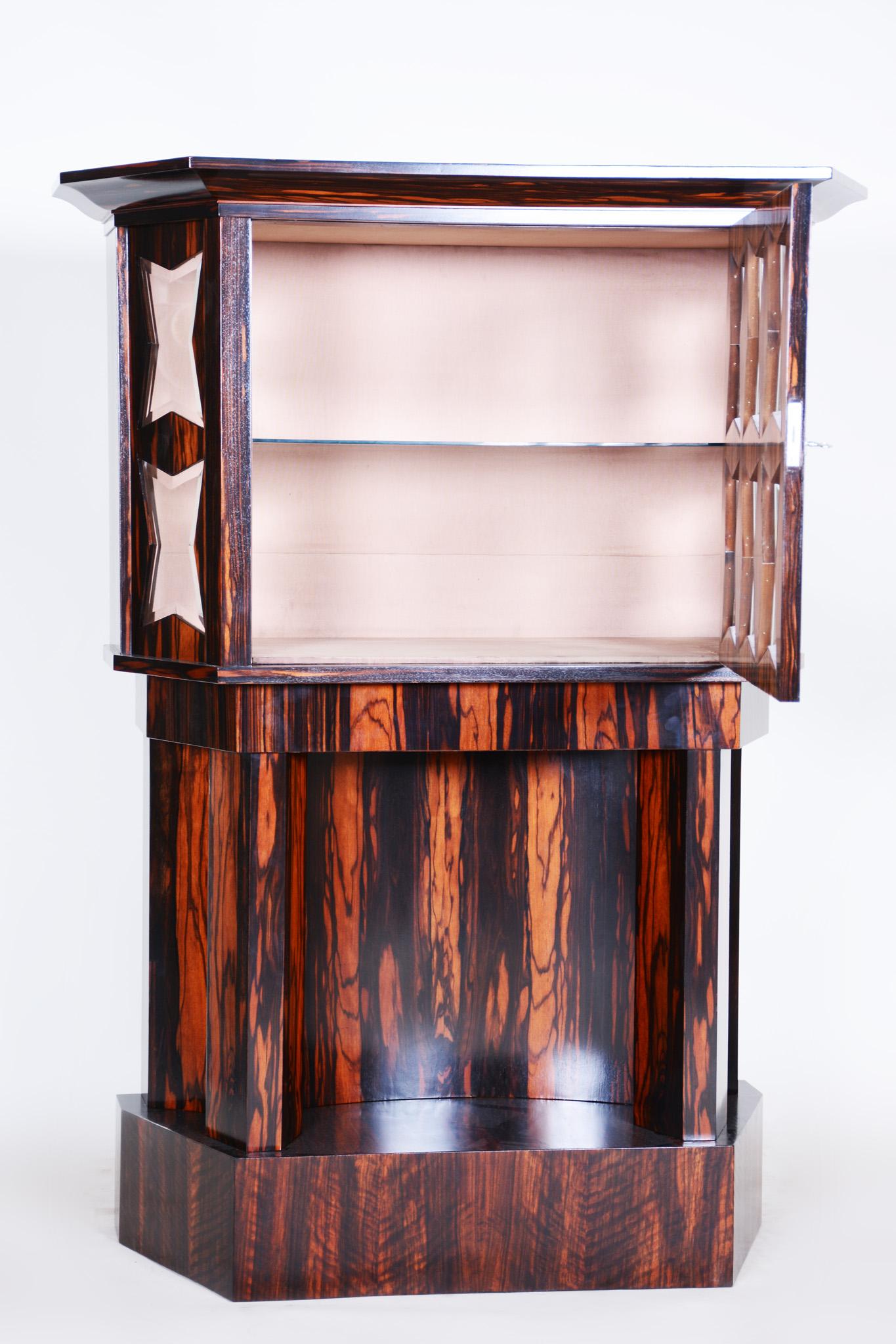 Glass Early 20th Century Cubism Czech Display Cabinet by Pavel Janák, Macassar, 1910s