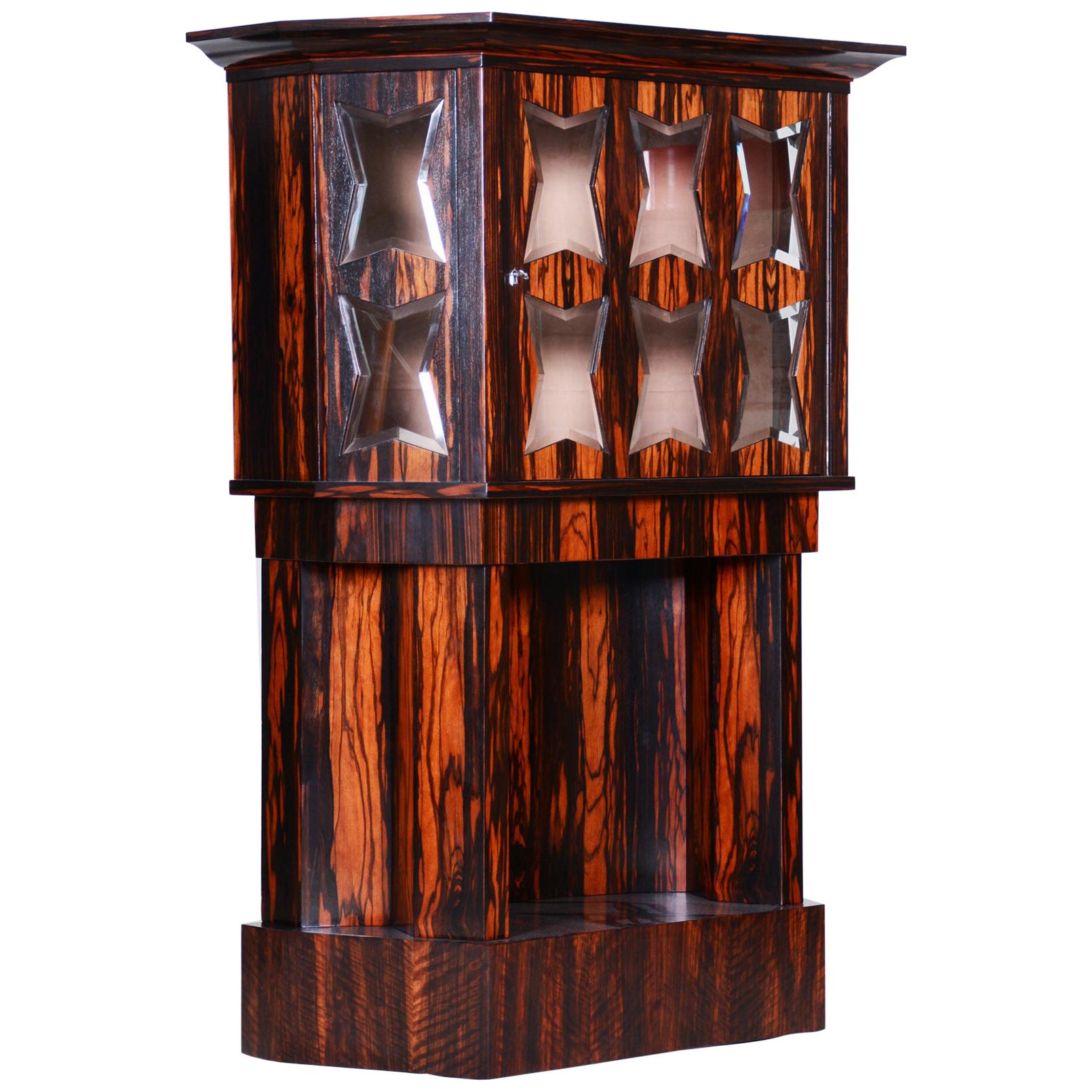 Early 20th Century Cubism Czech Display Cabinet by Pavel Janák, Macassar, 1910s