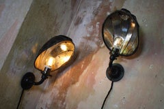 Early 20th Century Curved Mirrored Wall Lights Sconces One Pair Available