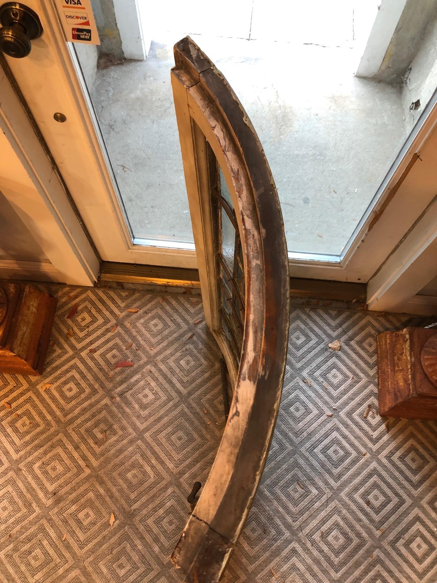 Early 20th Century Curved Stainglass Window of a Sailing Ship 8