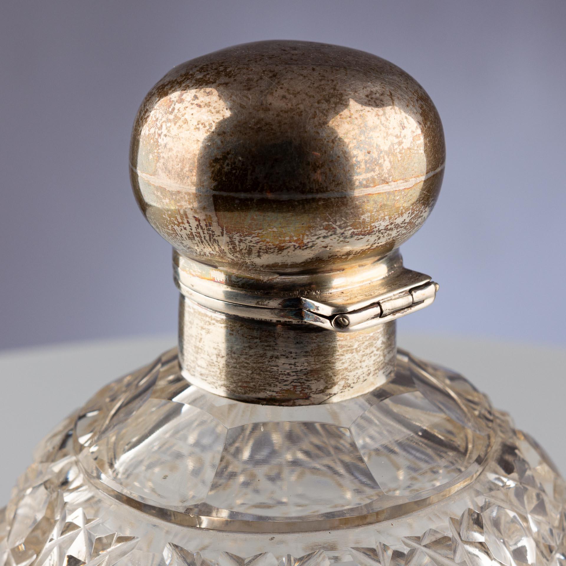 Encrier en verre taillé du début du XXe siècle avec montures en argent, Birmingham, 1905 en vente 8