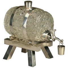Early 20th Century Cut Glass Novelty Spirit Barrel