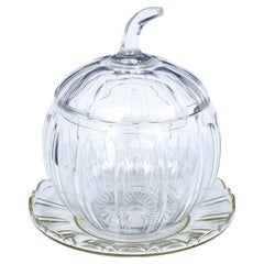 Early 20th century cut glass pumpkin Halloween punch bowl